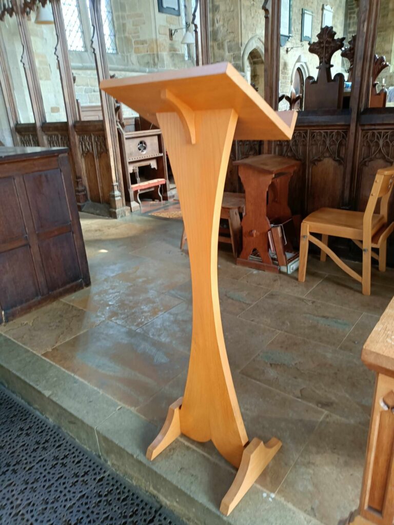 A simple, modern lectern. 

