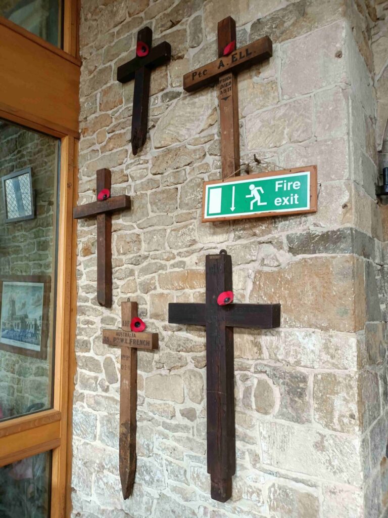 Original grave markers from WW1 Graves in the Churchyard