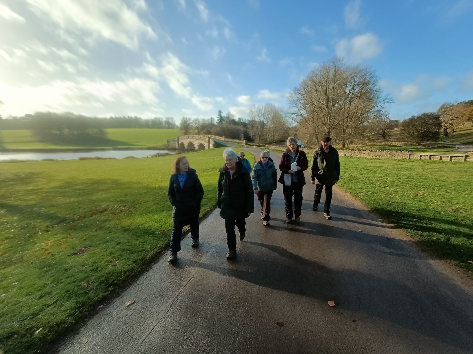 the group walking with the Glyne Bridge in the background