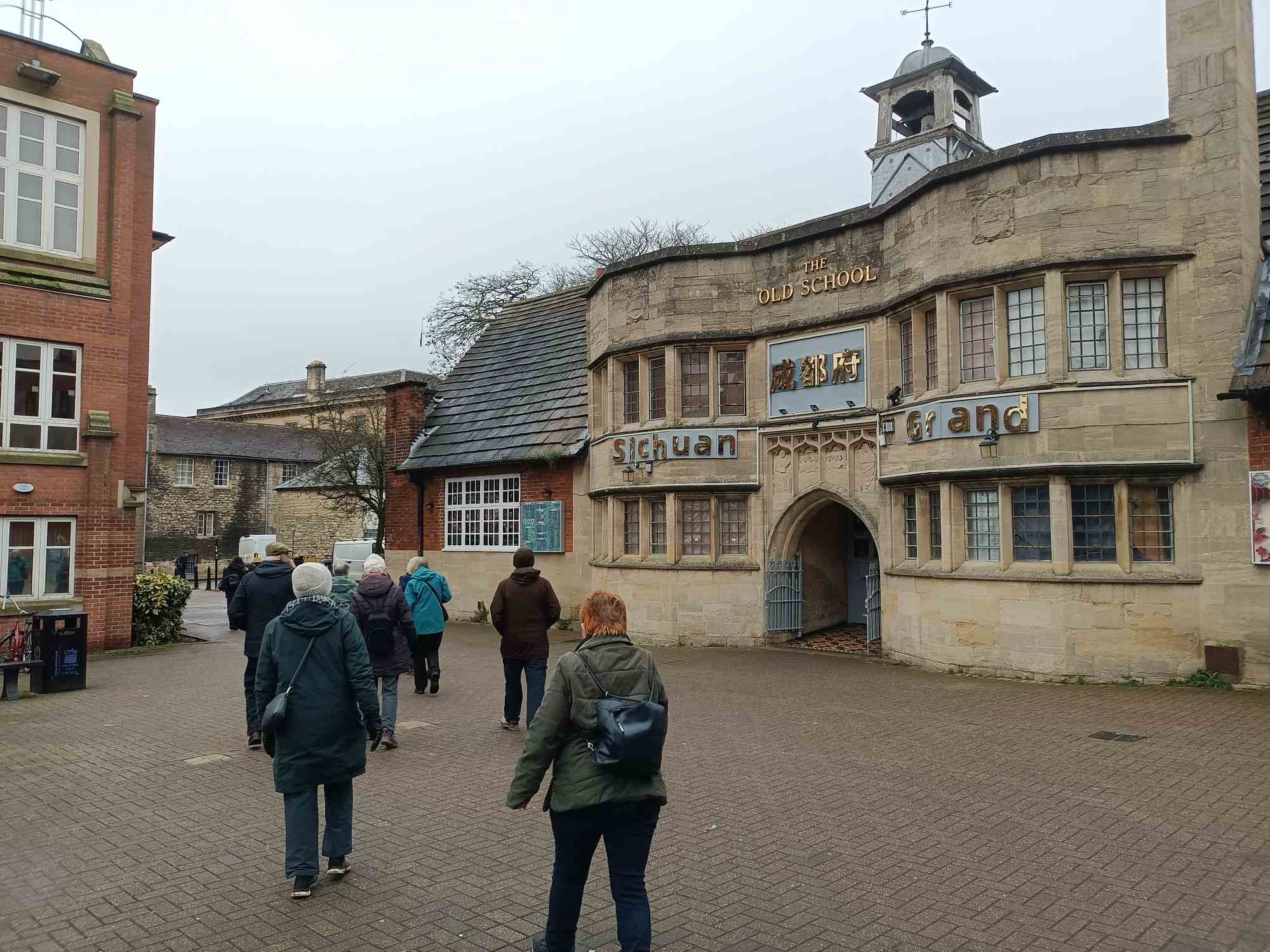 the group set out, going past the Old School, now a Chinese Restaurant