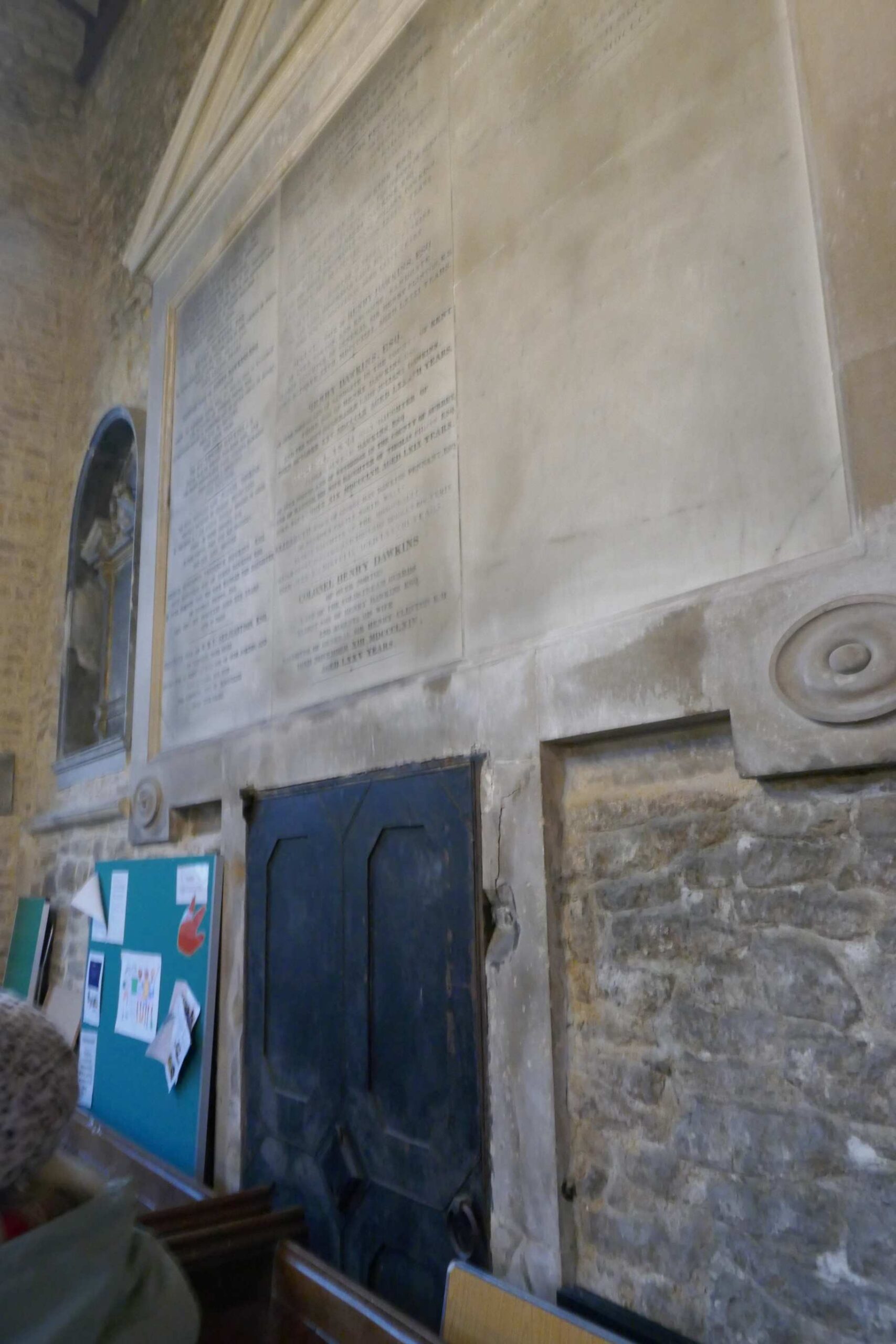 The Dawkin's Memorial with the iron door beneath