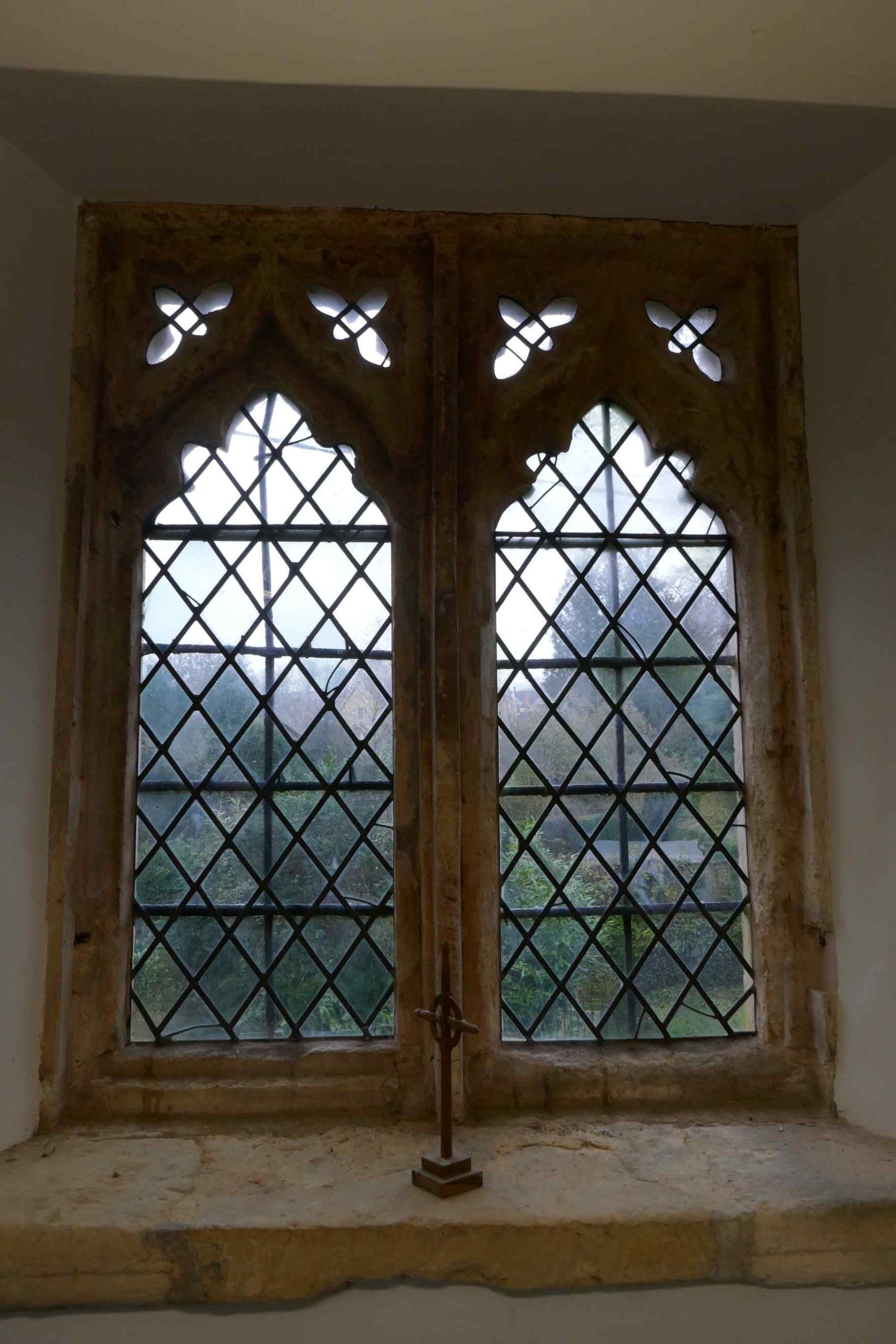 an ancient leaded light window